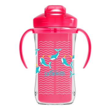 Dr Brown's Πλαστικό Παγούρι Θερμός με Καλαμάκι σε Ροζ χρώμα 300ml